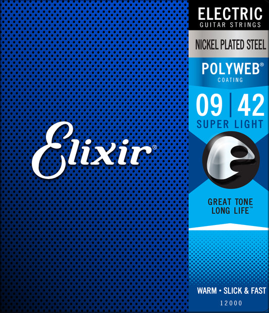 Elixir 12000 Super Light 09-42 Polyweb Nickel Plated Electric Guitar Strings