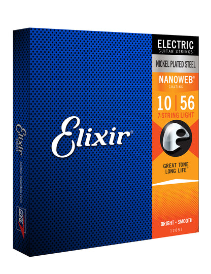 Elixir 12057 Nanoweb Coating 7-String Electric Guitar Strings Light (.010-.056)