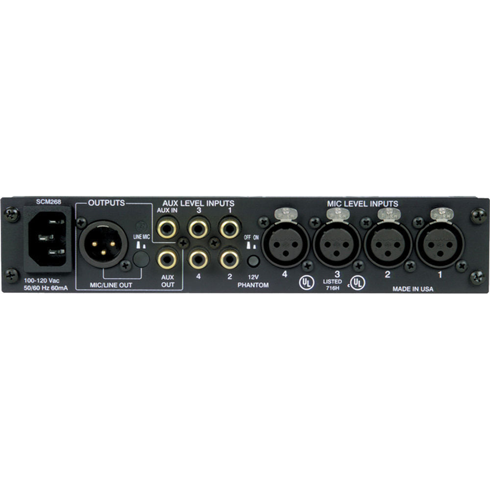 Shure SCM268 4-Channel Transformer Balanced Microphone Mixer with Phantom Power