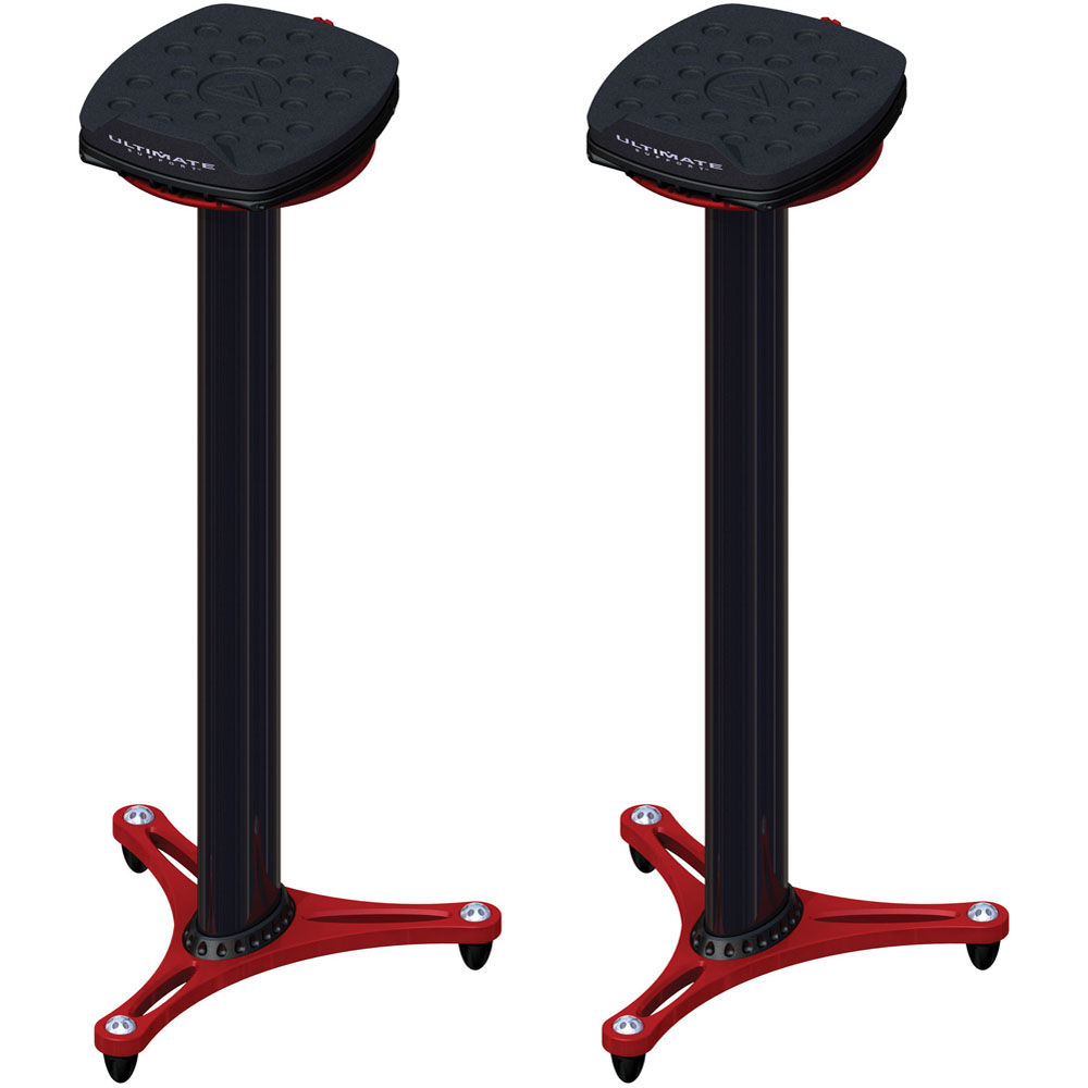 Ultimate Support MS-100 Column Studio Monitor Stand - Red, Pair