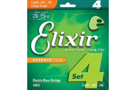 Elixir 14052 Nanoweb Electric 4-String Bass Light, Long Scale