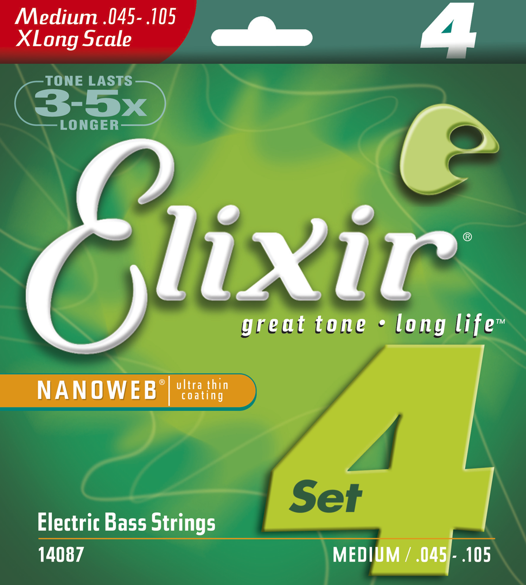 Elixir 14087 Nanoweb Electric 4-String Bass Medium, Extra Long Scale