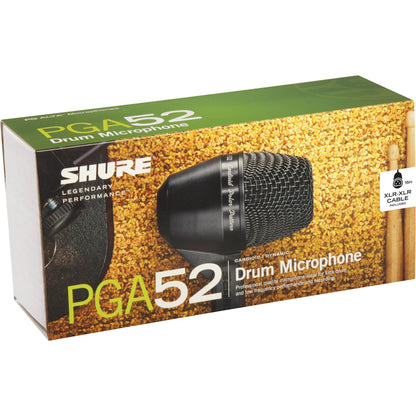 Shure PGA52-XLR Dynamic Kick-Drum Mic with 15’ XLR Cable