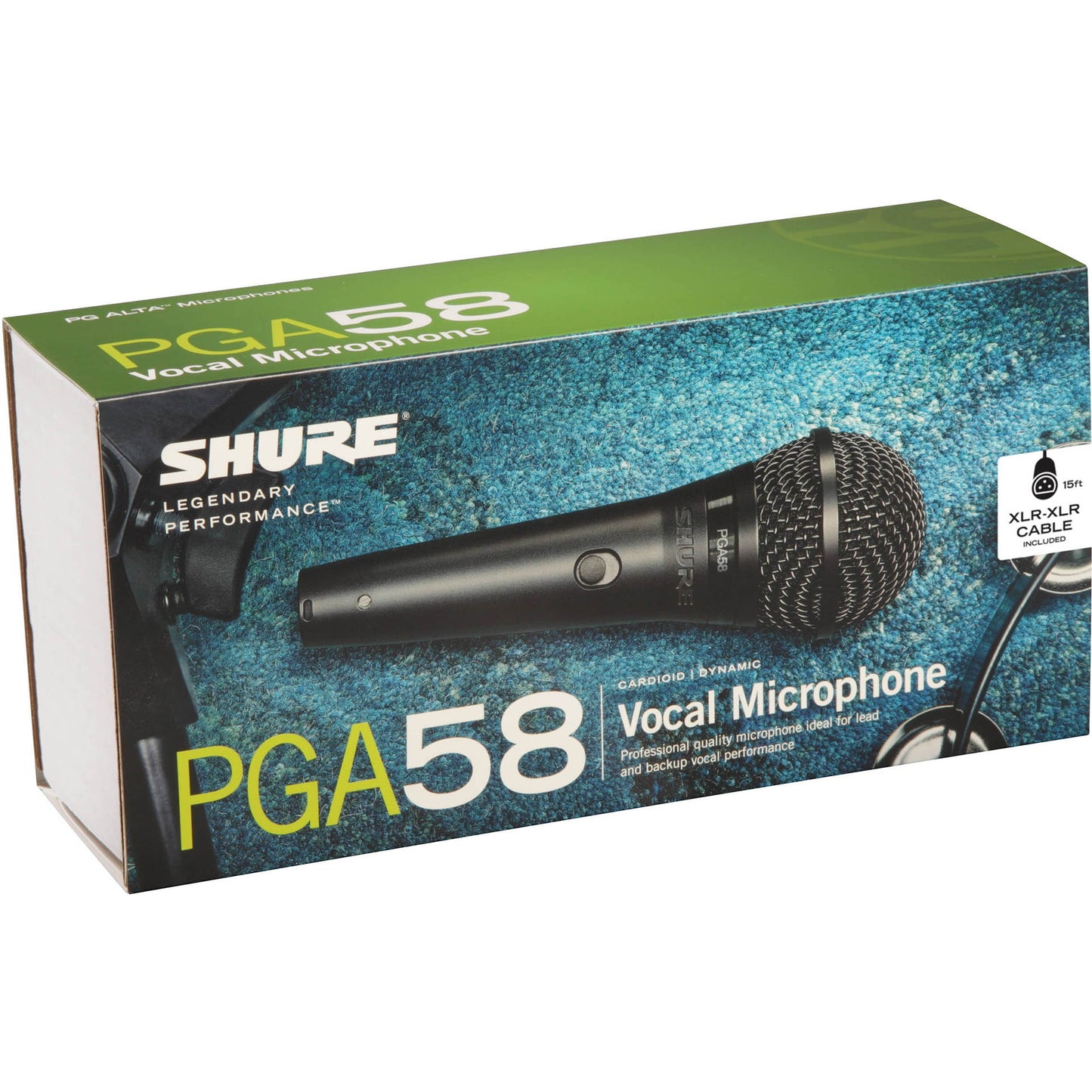 Shure PGA58-XLR Cardioid Dynamic Vocal Microphone with 15ft. XLR-XLR Cable