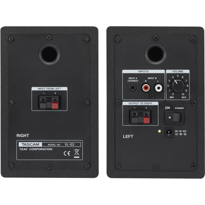 Tascam VL-S3 14W   14W 3" Powered Studio Monitor - Pair, Black