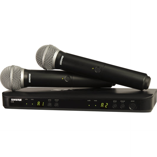 Shure BLX288/PG58 Dual Channel Wireless Handheld Microphone System - H10 Band