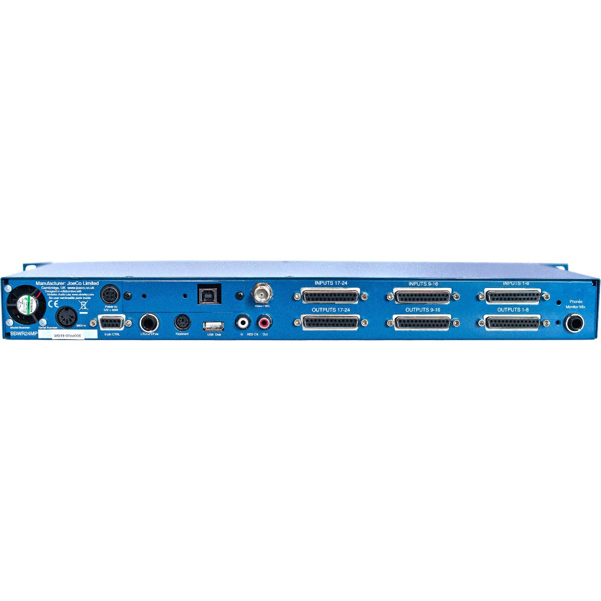 JoeCo Blue Box 24ch BlueBox Interface Recorder - 24 MicPres 24 Bal Outs (BBWR24MP)