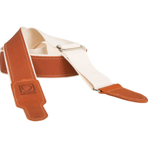 Boss BSH-20-NAT 2" Natural Cotton with Brown Leather Hybrid Guitar Strap