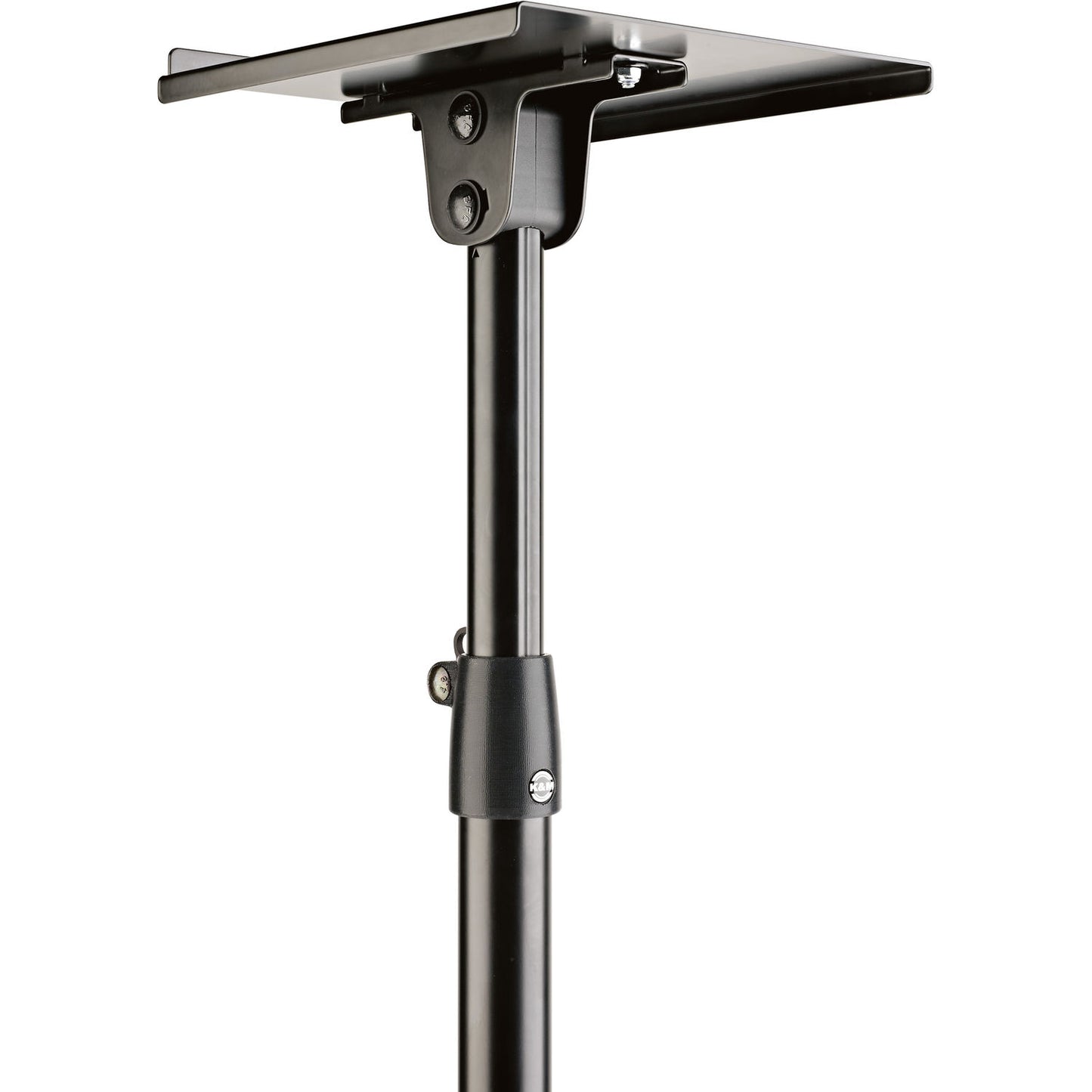 K&M 26754 Topline Monitor Stand with Tiltable Shelf - Black
