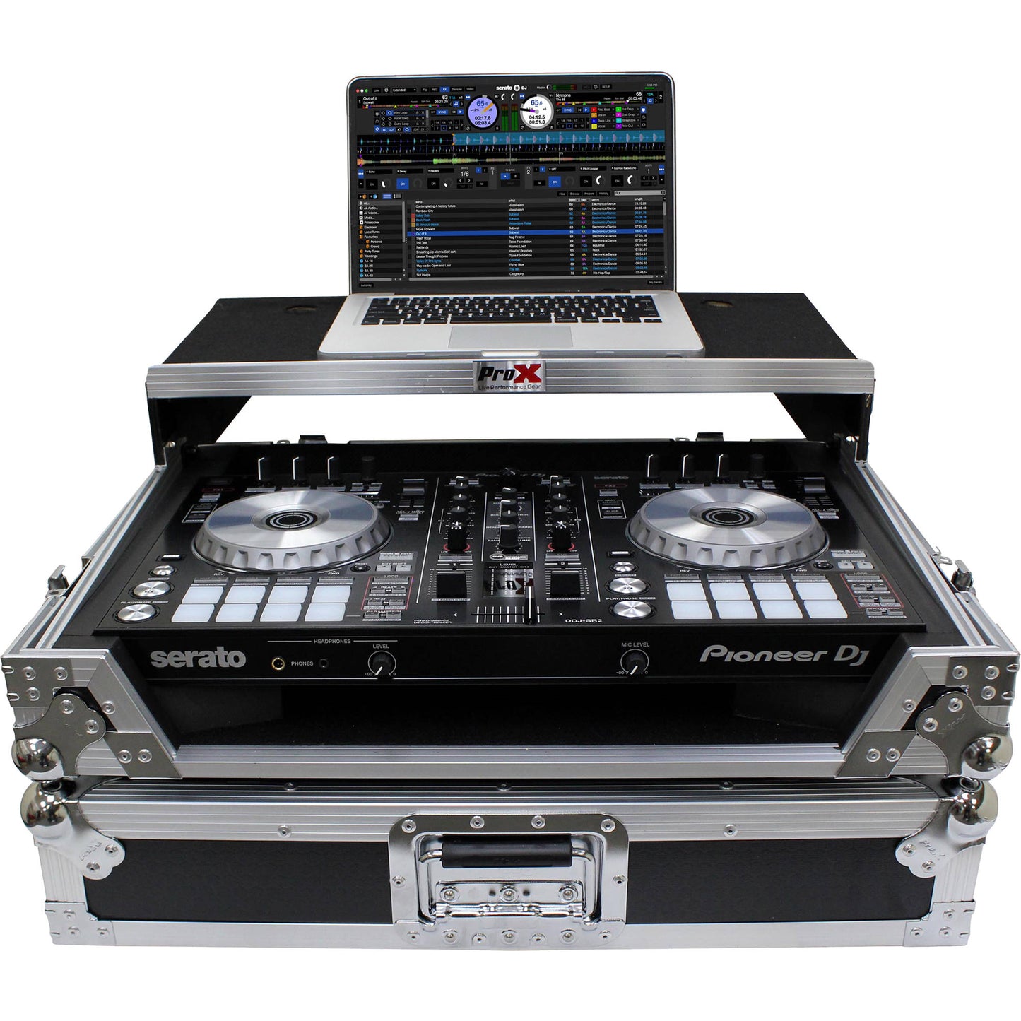 ProX ATA Flight Case For Pioneer DDJ-SR2 DJ Controller with Laptop Shelf and LED