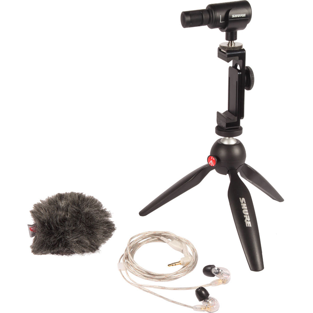 Shure Portable Videography Kit MV88+ SE215-CL Bundle