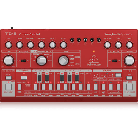 Behringer TD-3-RD Analog Bass Line Synthesizer with 16-Step Sequencer - Red