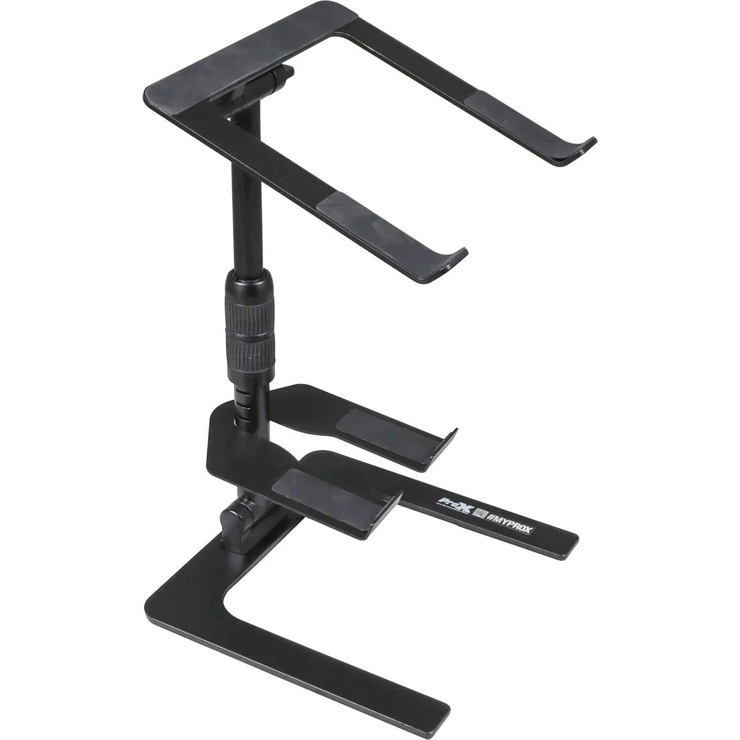 ProX Ibis Foldable DJ Laptop Stand with Adjustable Height Accessory Tray - Black