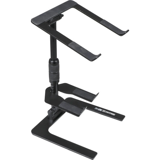ProX Ibis Foldable DJ Laptop Stand with Adjustable Height Accessory Tray - Black