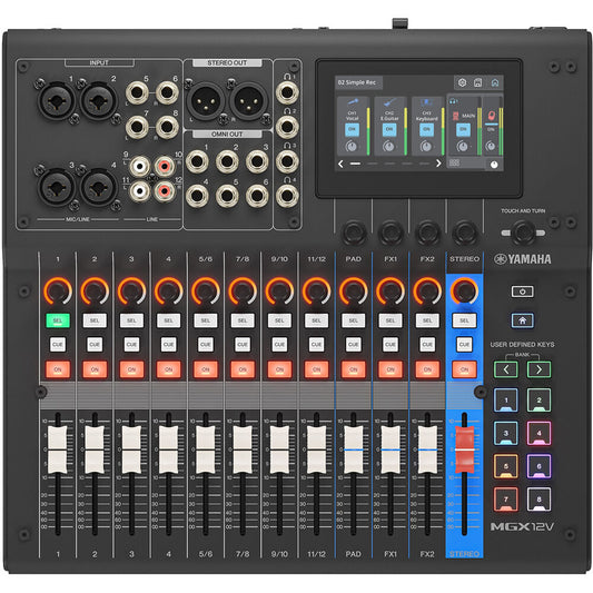 Yamaha MGX12V B 18-Channel Digital Mixing Console with Audio/Video Interface - Black