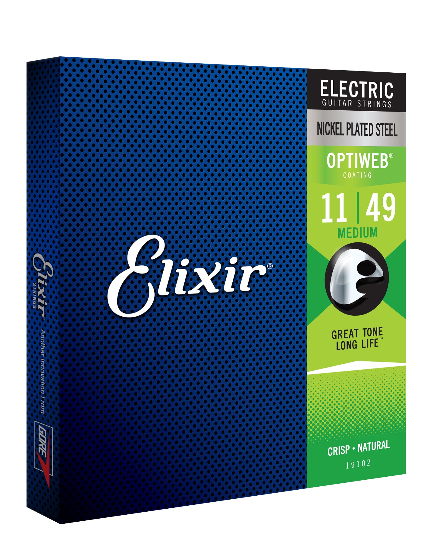 Elixir 19102 Nickel/Steel Electric Guitar Strings w/Optiweb Coating Medium 11-49