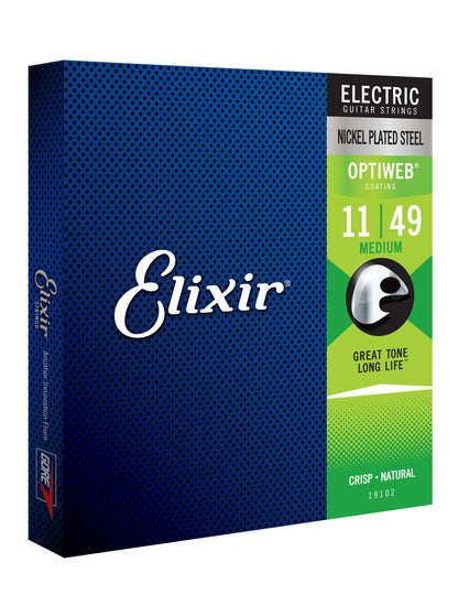 Elixir 19102 Nickel/Steel Electric Guitar Strings w/Optiweb Coating Medium 11-49