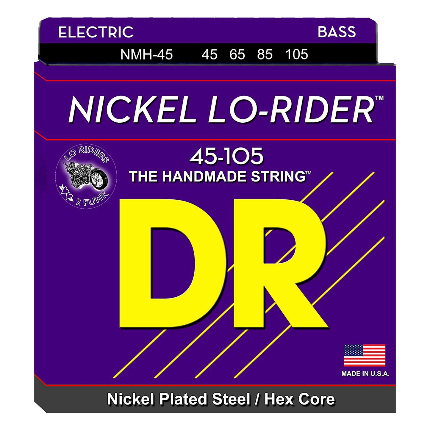 DR Strings Nickel Lo-Rider - Nickel Plated Hex Core Bass 45-105