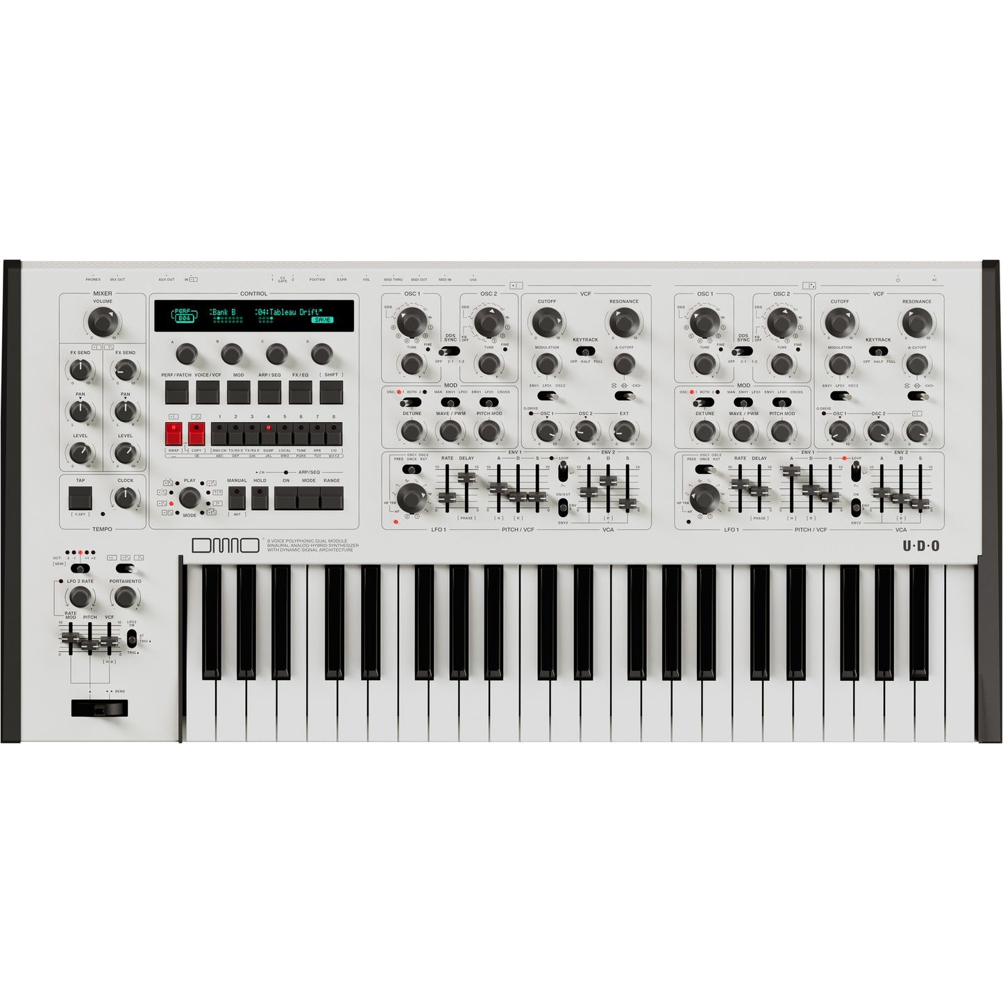 UDO Audio DMNO 8 Voice Analog Hybrid Synthesizer - White