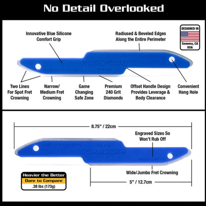 Music Nomad Diamond Coated Safe Zone Fret Crowning File (S-File)