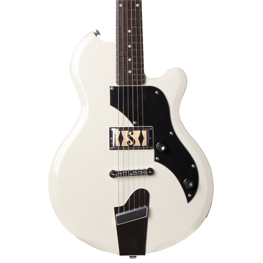 Supro Jamesport Single Pickup Solid Body Electric Guitar in Antique White