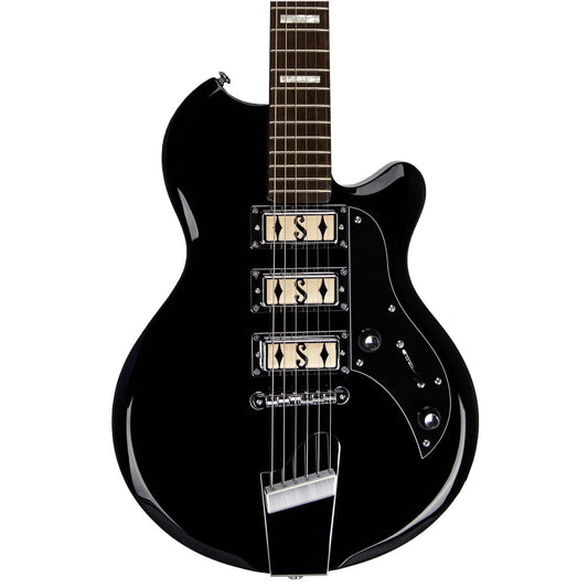 Supro Island Series Hampton Solid Body Electric Guitar in Jet Black