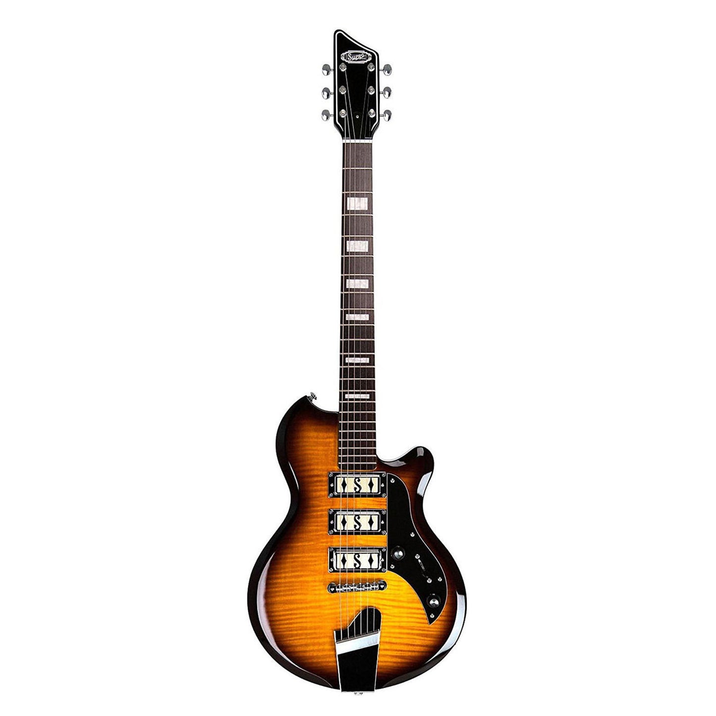 Supro Island Series Hampton Solid Body Electric Guitar in Tobacco Sunb