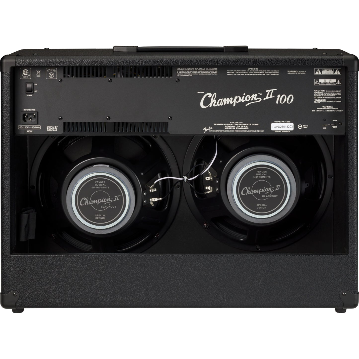 Fender Champion II 100 Blackout 2x12 Guitar Combo Amplifier, 100W