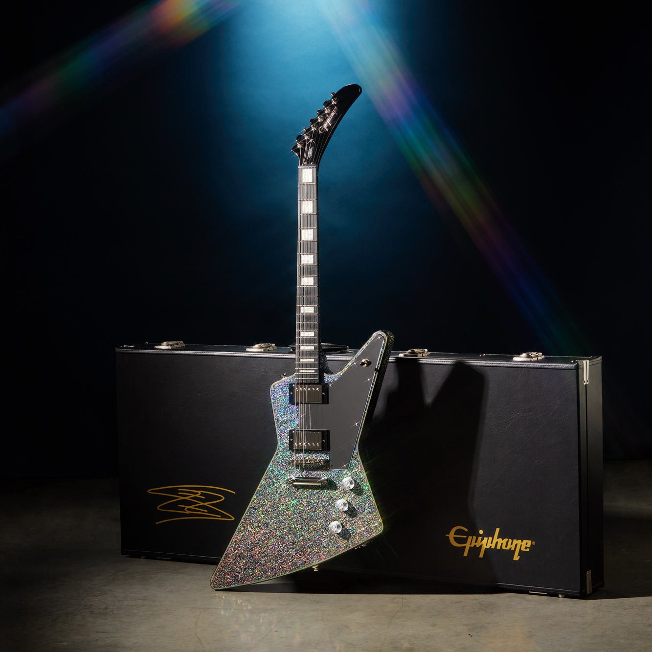 Epiphone Lzzy Hale Explorer Custom Electric Guitar - Black Diamond Holographic Sparkle