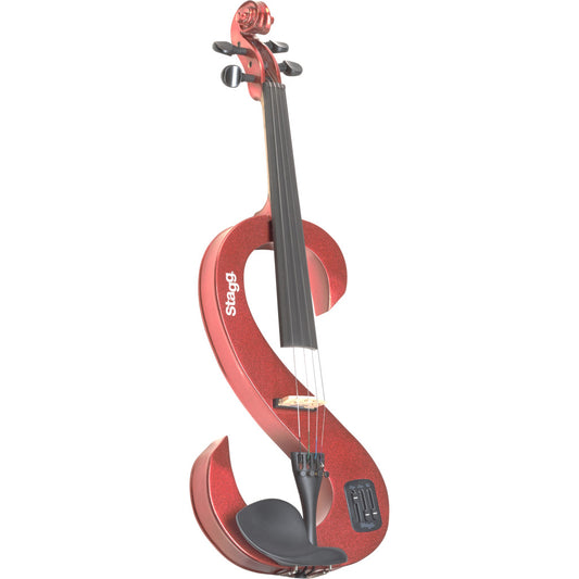 Stagg EVN 4/4 MRD Silent Violin Set with Case - Metallic Red