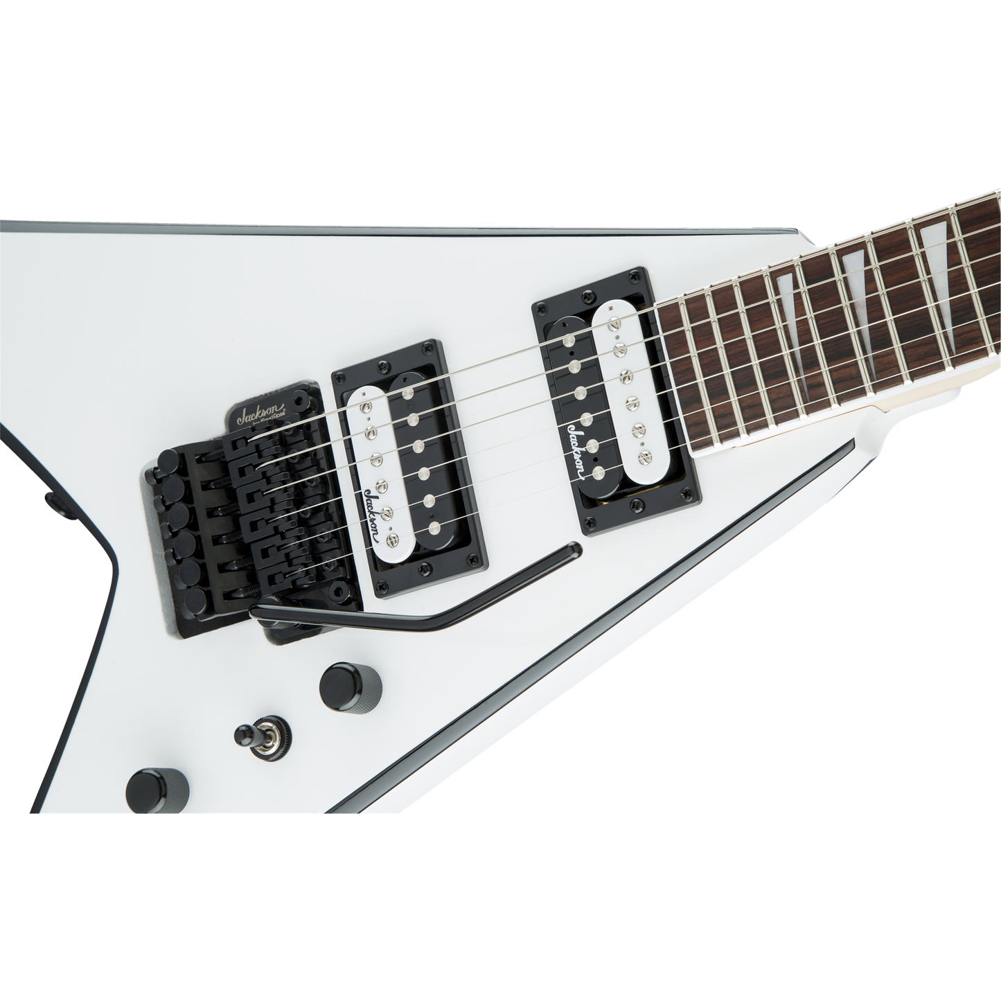 Jackson JS Series King V JS32 Electric Guitar - White with Black Bevels