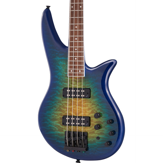 Jackson X Series Spectra Bass SBXQ IV Bass Guitar, Amber Blue Burst