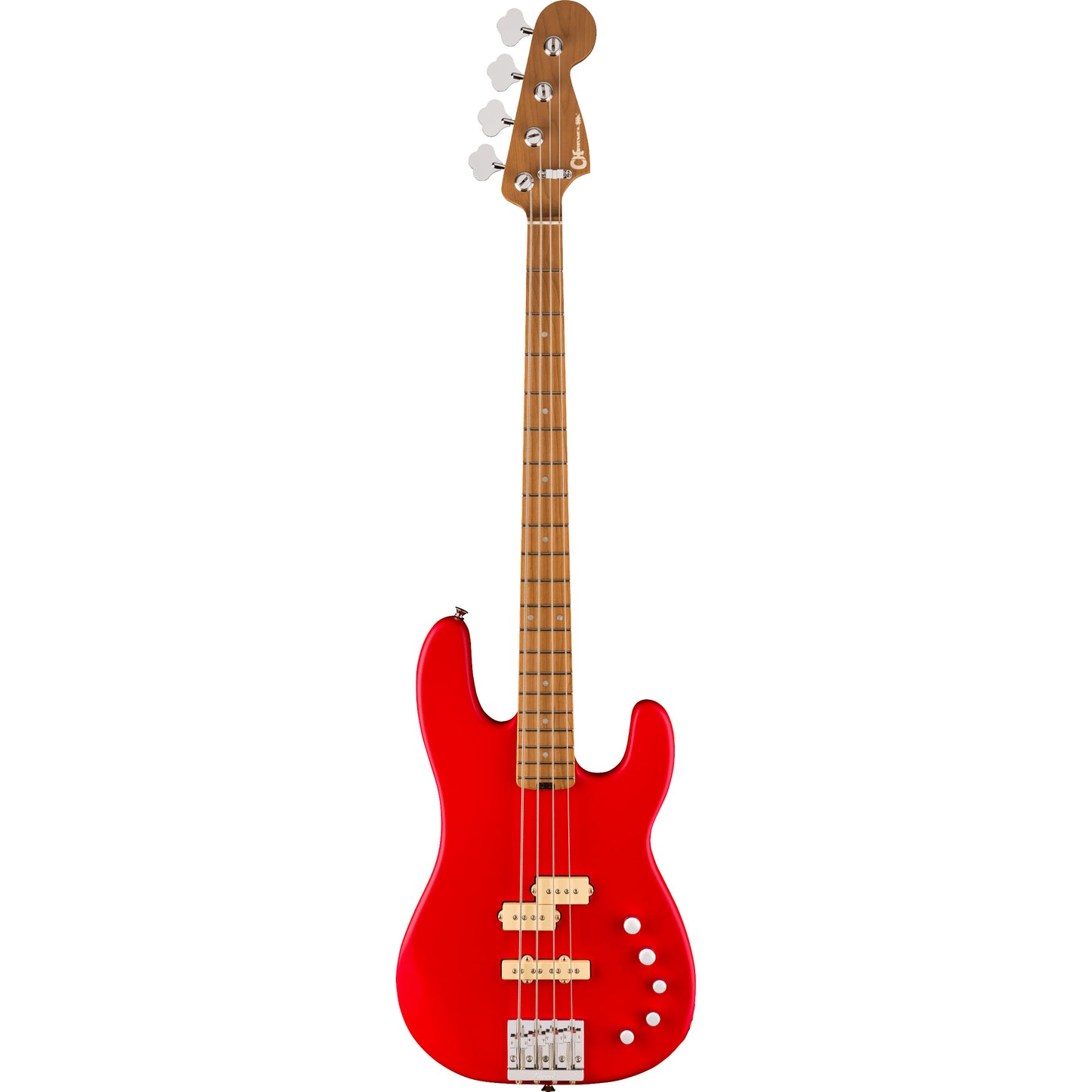 Charvel Pro-Mod San Dimas Bass PJ IV MAH Caramelized Maple Satin Ferrari Red