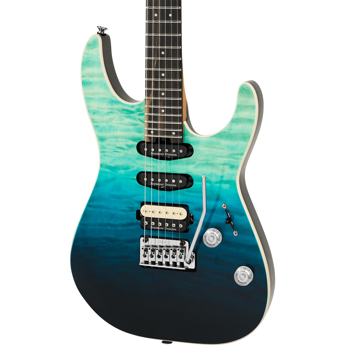 Charvel Pro-Mod Plus Dinky DK24 HSS 2PT EB QM Electric Guitar - Blue Curaçao
