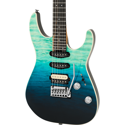 Charvel Pro-Mod Plus Dinky DK24 HSS 2PT EB QM Electric Guitar - Blue Curaçao