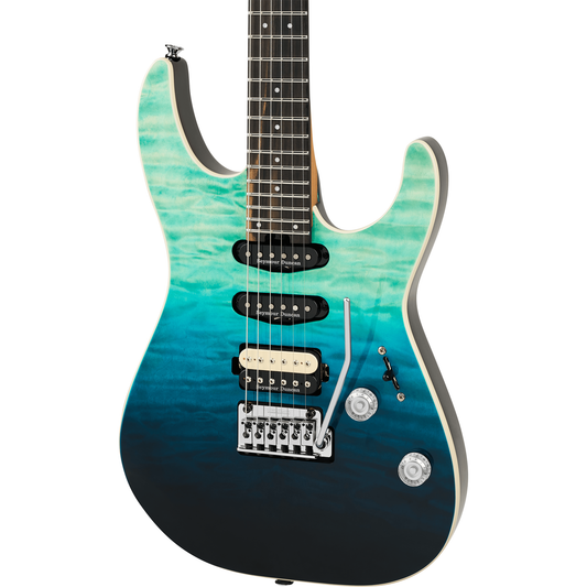 Charvel Pro-Mod Plus Dinky DK24 HSS 2PT EB QM Electric Guitar - Blue Curaçao