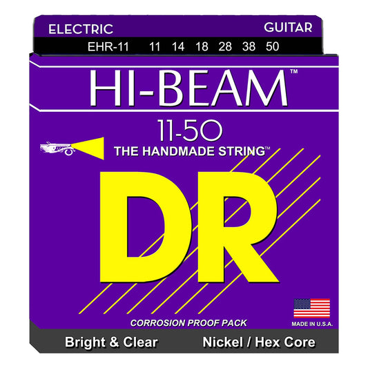 DR Strings Electric Guitar Strings, Hi-Beam, Hex Core 11-50