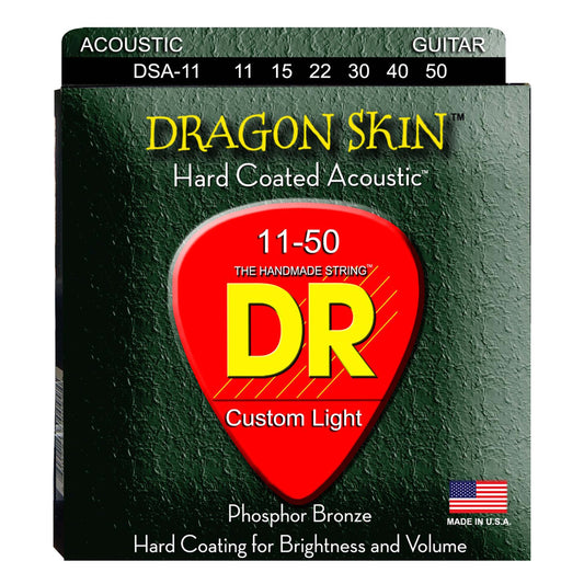 DR Strings DSA-11 Dragon Skin K3 Coated Acoustic Strings Medium-Light