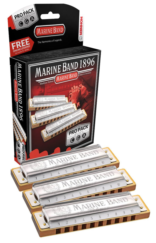 Hohner 3P1896 Marine Band Pro 3-Pack Harmonicas