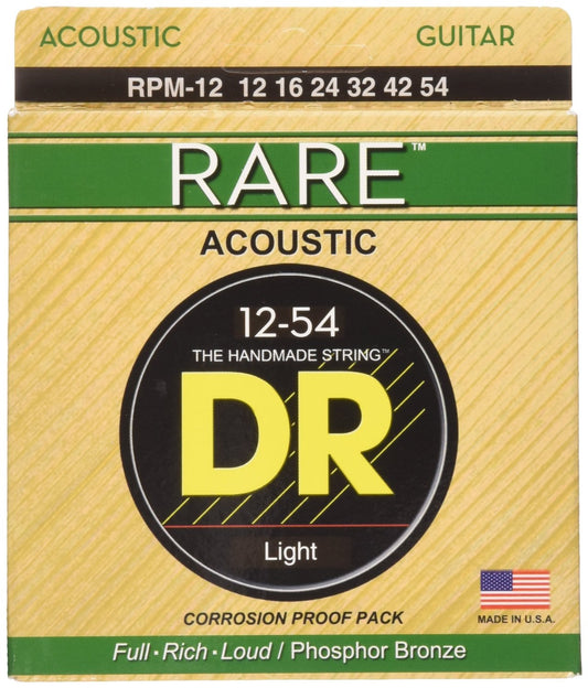Dr strings 3-RPM-12 Rare Phosphor Bronze Acoustic Guitar strings 12-54 light