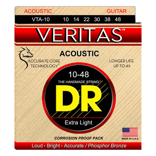 Dr Strings Vta-10 Veritas Phosphor Bronze Extra Light 10-48 Acoustic Strings