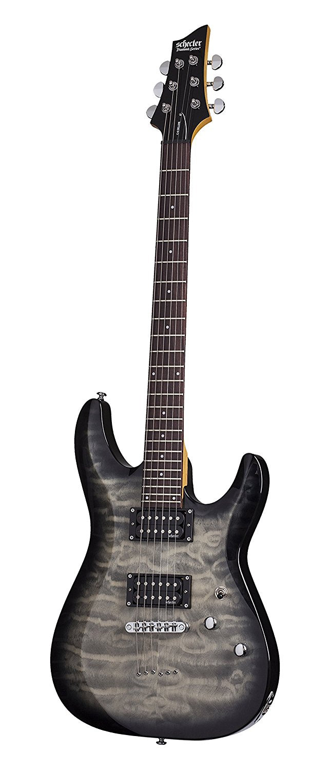 Schecter C-6 Plus Solid-Body Electric Guitar, Charcoal Burst