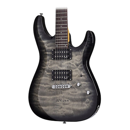 Schecter C-6 Plus Solid-Body Electric Guitar, Charcoal Burst