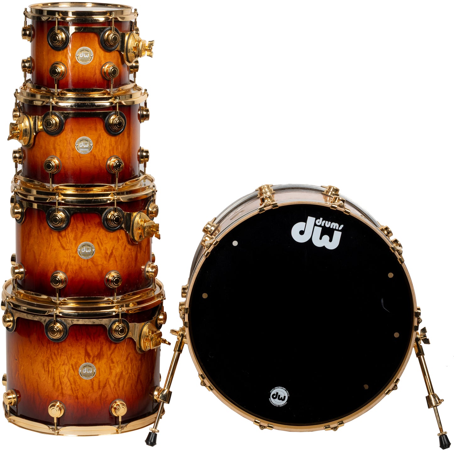 Drum Workshop Collectors Series Exotic 5-Piece Shell Kit - Amber Stain to Tobacco Burst