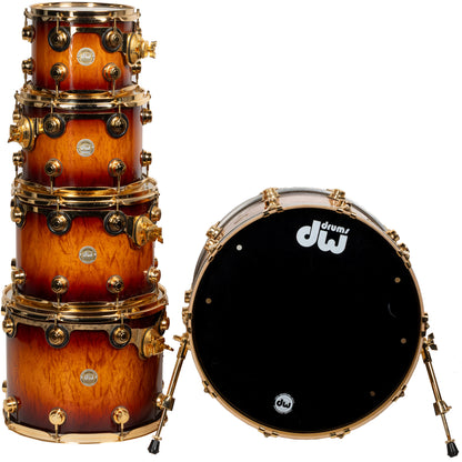 Drum Workshop Collectors Series Exotic 5-Piece Shell Kit - Amber Stain to Tobacco Burst