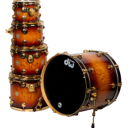 Drum Workshop Collectors Series Exotic 5-Piece Shell Kit - Amber Stain to Tobacco Burst