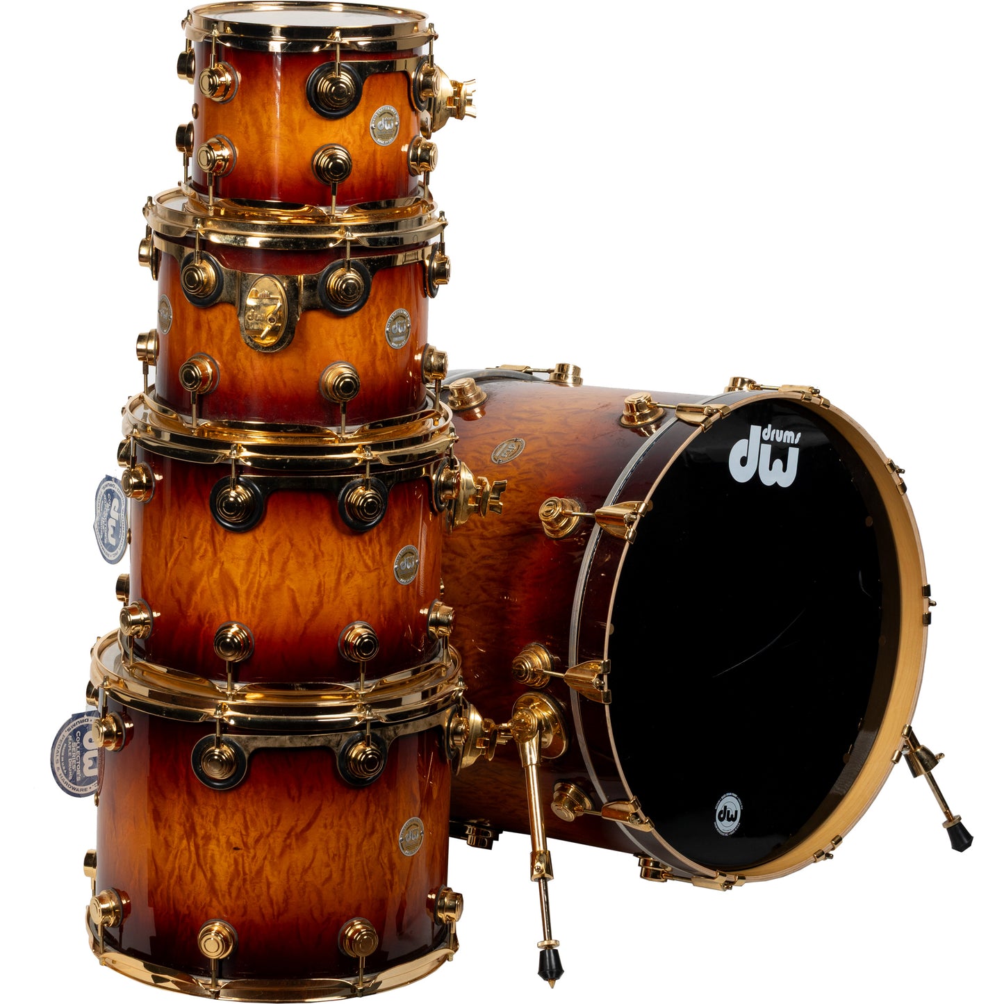 Drum Workshop Collectors Series Exotic 5-Piece Shell Kit - Amber Stain to Tobacco Burst