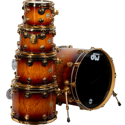 Drum Workshop Collectors Series Exotic 5-Piece Shell Kit - Amber Stain to Tobacco Burst