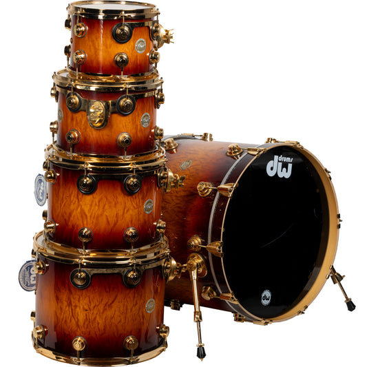 Drum Workshop Collectors Series Exotic 5-Piece Shell Kit - Amber Stain to Tobacco Burst