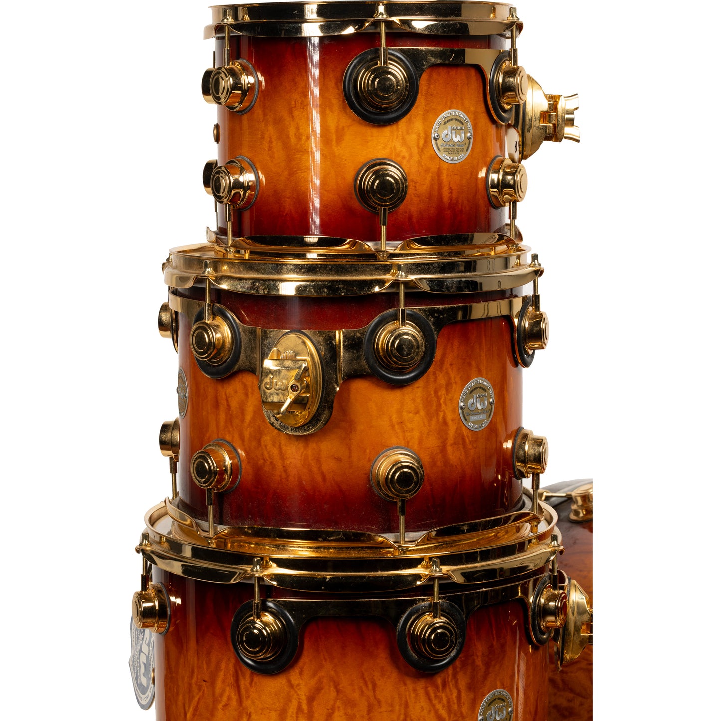 Drum Workshop Collectors Series Exotic 5-Piece Shell Kit - Amber Stain to Tobacco Burst
